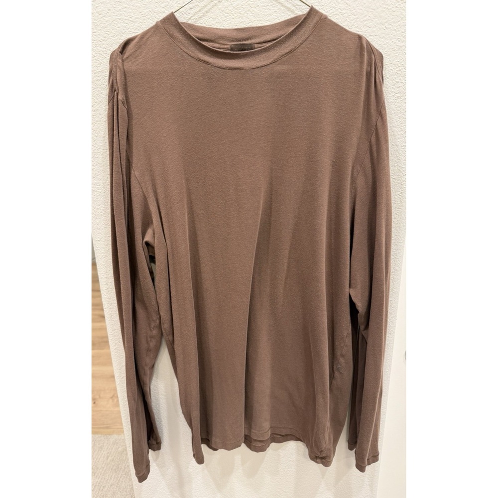 Men's Skims Brown Long Sleeve Crew Neck T-Shirt M Modal/Cotton Closet Basic